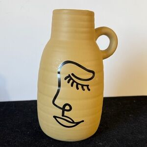Modern Boho Vase - Picasso style face Abstract Design, Earthenware Ceramic